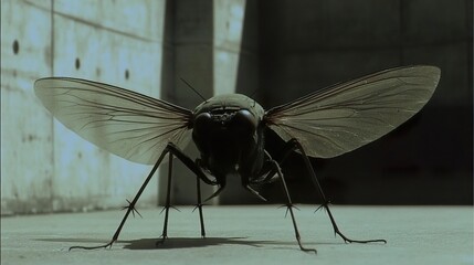 Wall Mural - Close-up Photography of a Fly with Detailed Wings