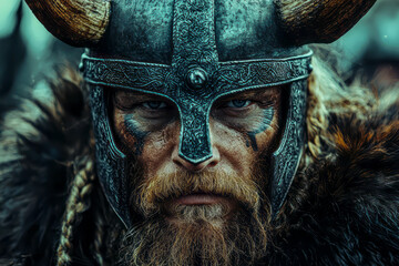 Norse Warrior: Realistic Viking in Horned Helmet - A Stunning Image for Your Creative Projects