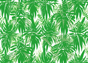 Wall Mural - palm tree leaves seamless background wallpaper created with generative ai technology