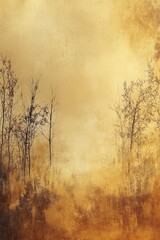 Wall Mural - Golden autumn landscape with silhouetted trees under a soft, hazy sky at dusk