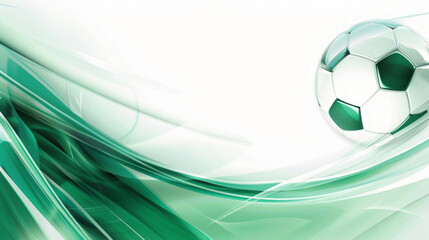 Soccer Ball in Abstract Green Swirl Design with Light Gradient, Perfect for Sports Background Concept