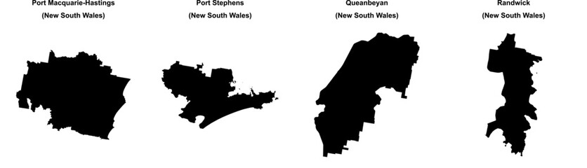 Wall Mural - Port Macquarie-Hastings, Port Stephens, Queanbeyan, Randwick outline maps