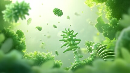 Wall Mural - microscopic view of a green cell - science illustration