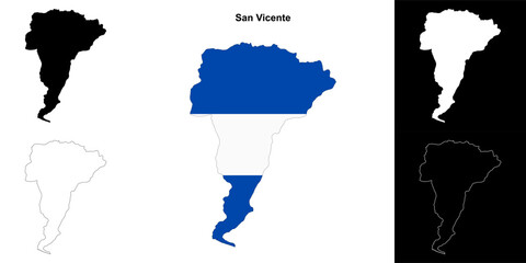 Wall Mural - San Vicente department outline map set