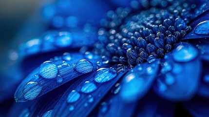 Wall Mural -   Blue flower with water-drenched petals