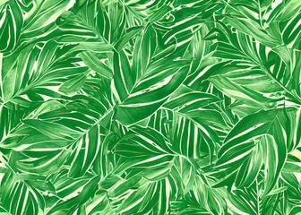 palm tree leaves seamless background wallpaper created with generative ai technology. 