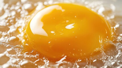 Wall Mural -   A fried egg sits atop a frying pan, with water droplets beneath