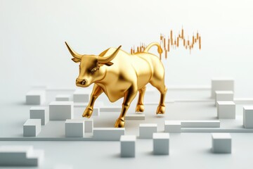 Wall Mural - gold bull symbolizing a strong market trend, ideal for finance, investment, or economic growth theme