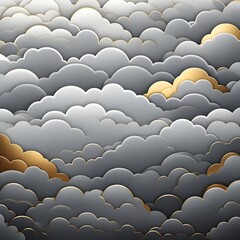 Wall Mural - cloud background with subtle golden frame for professional text displays