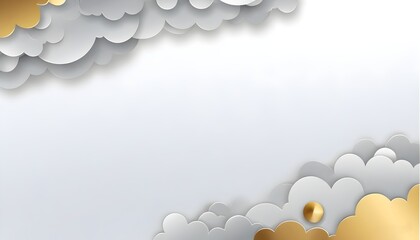 Wall Mural - minimalist text frame on clouds with gold accents for professional use