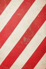 Sticker - Textured surface featuring bold red and white diagonal stripes on a weathered background