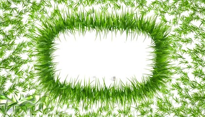 Isolated Square Grass Frame on White Background Created with Generative AI