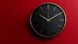 © ArtCookStudio - Modern black and gold wall clock on a vibrant red background showcasing time