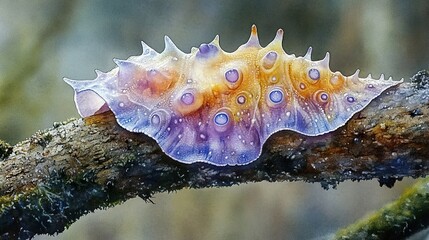 Canvas Print - Close Up of a Colorful Mushroom on a Branch