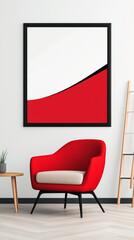 Wall Mural - Red armchair in a minimalist room.