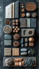 Canvas Print - A flat lay of various natural materials, including wood, stone, and fabric.