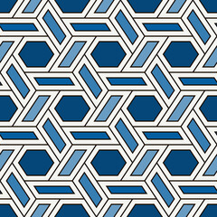 Wall Mural - Hexagonal seamless pattern. Mosaic tiles. Geometrical wallpaper. Honeycomb print. Ethnic ornament illustration. Wicker background. Flooring image. Geometric backdrop. Ethnical vector.