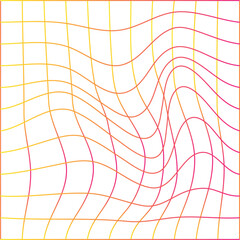Wall Mural - distorted perspective grid. geometric vaporwave line mesh