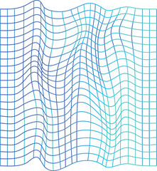 Wall Mural - waved cyberpunk grid. futuristic wireframe distortion mesh