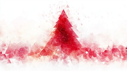 Wall Mural - Stylized Christmas tree made of abstract triangular shapes in red on a white background with clean lines