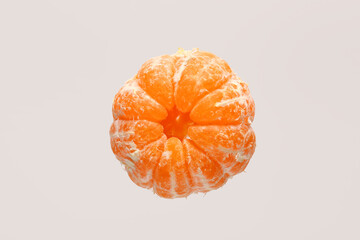 Wall Mural - Flying fresh tangerine on white background