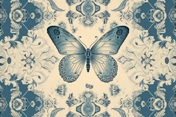 Sticker - Toile wallpaper Moth pattern art backgrounds.