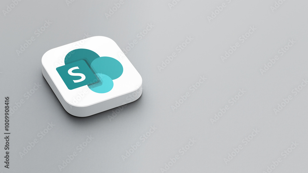 Sharepoint App Rounded Corners An icon of the Microsoft SharePoint app logo on a gray background, a ...