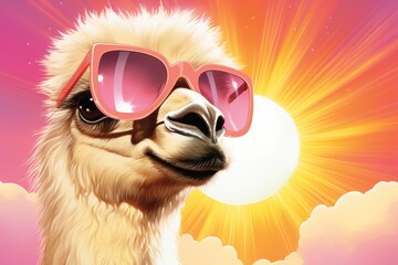 Poster - Serene flamingo sunglasses mammal animal.