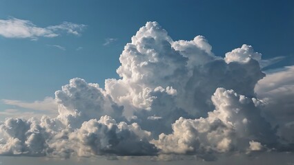 abstract landscape background depicting a vast, expansive sky filled with fluffy, white cumulus clouds and clean blue sky	