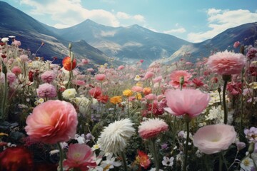 Poster - Landscape flower mountain outdoors.