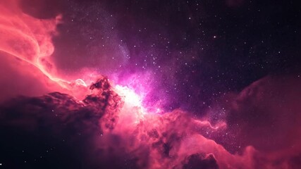 Wall Mural - a vibrant, pink nebula in the night sky, filled with twinkling stars