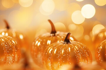 Canvas Print - Pattern bokeh effect background in pumpkin shape backgrounds vegetable plant.