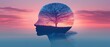 © Nattapat - Human head silhouette with a serene landscape, symbolizing inner peace and mental tranquility, providing ample room for text or other content