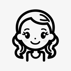 Sticker - Happy girl  character line art illustration