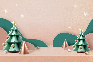 Wall Mural - Christmas tree product display backdrop