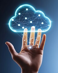 Person hand holding a virtual cloud representing how digital transformation is accelerating as businesses adopt cloud-based solutions to enhance agility and streamline operations (21)