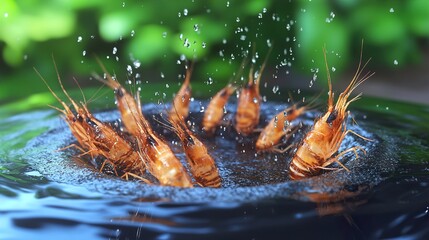 Canvas Print - Shrimp Splashing in Water: A Macro Photography Masterpiece