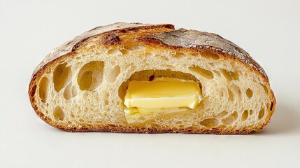 Sticker -   A slice of bread with a pat of butter in the middle and another slice of bread on top, both with a dab of butter in between