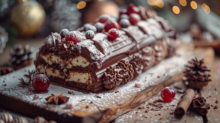 Poster - Delicious Chocolate Yule Log Cake