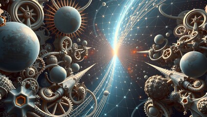 Wall Mural - clockwork cosmos: time vortex unfolds