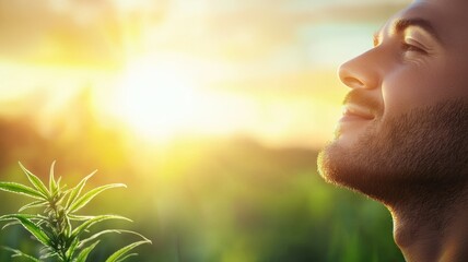 Canvas Print - A man is smiling and looking at the sun