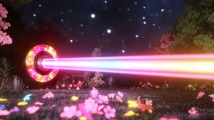 Poster - Cosmic Laser Beam in a Field of Flowers