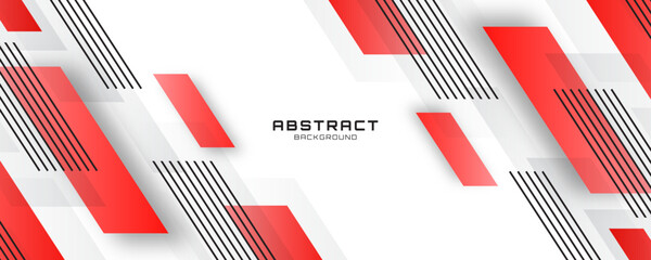Wall Mural - Red white abstract background overlap layer on bright space with diagonal stripes effect decoration. Modern graphic design element lines style concept for web banner, flyer, card, or brochure cover