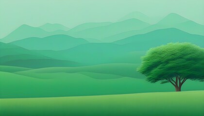 Wall Mural - Serene Soft Green Landscape Wallpaper with Minimalist Aesthetic