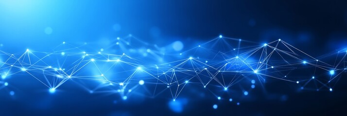 Wall Mural - abstract blue technology background, connecting lines, dots, networking, science, innovation concept