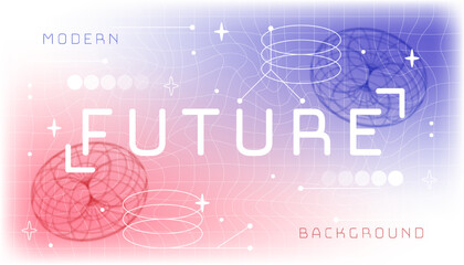 Wall Mural - modern future background. geometric curved lines and grid. metaverse and cyberspace. futuristic volu