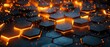 © fourtakig - Visually striking abstract pattern of luminous hexagons that radiate an inner glow the shapes arranged in a dynamic organic layout