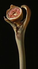 Wall Mural - Ripe Fig on a Stem: A Close-Up Still Life Photography