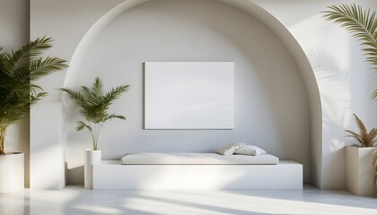 Contemporary room featuring a spacious arched niche as the focal point