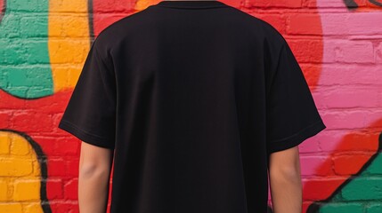 Streetwear style black t-shirt back view for fashion mockups and digital design